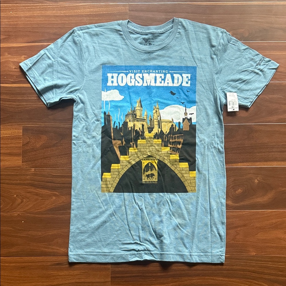 Enchanting Hogsmeade Mens Short Sleeve Shirt S Blue Wizarding World Harry Potter